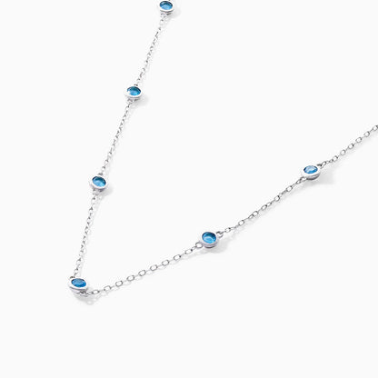 Corrente de Ouro Feminina 18k C/ Topazio Azul Coleçao Scarlat