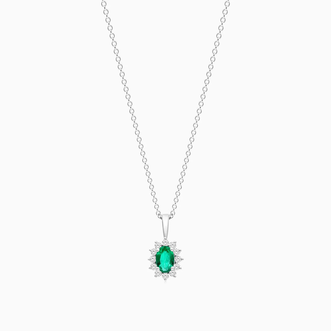 Corrente feminina em Ouro 18k diamantes e esmeralda Luxo