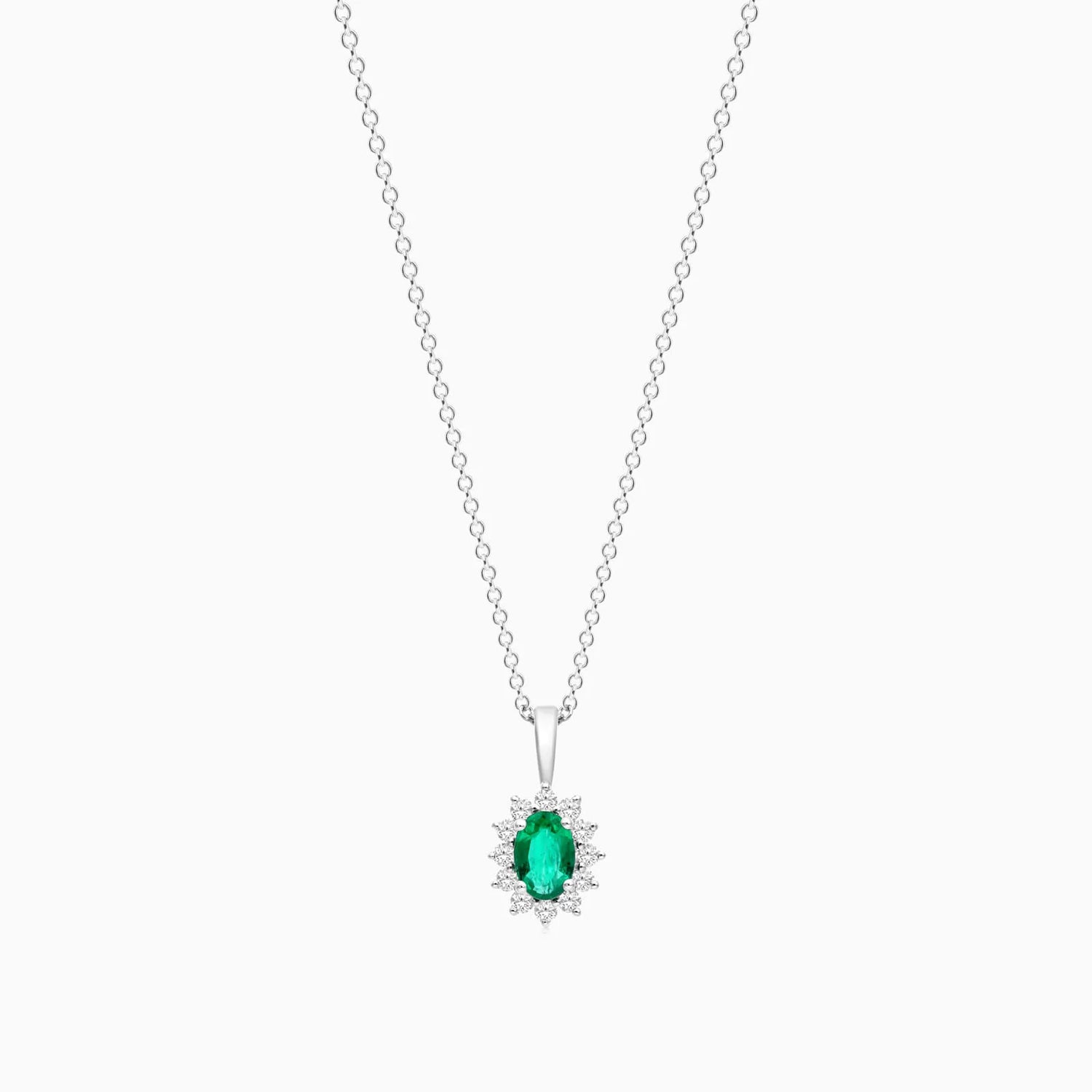 Corrente feminina em Ouro 18k diamantes e esmeralda Luxo