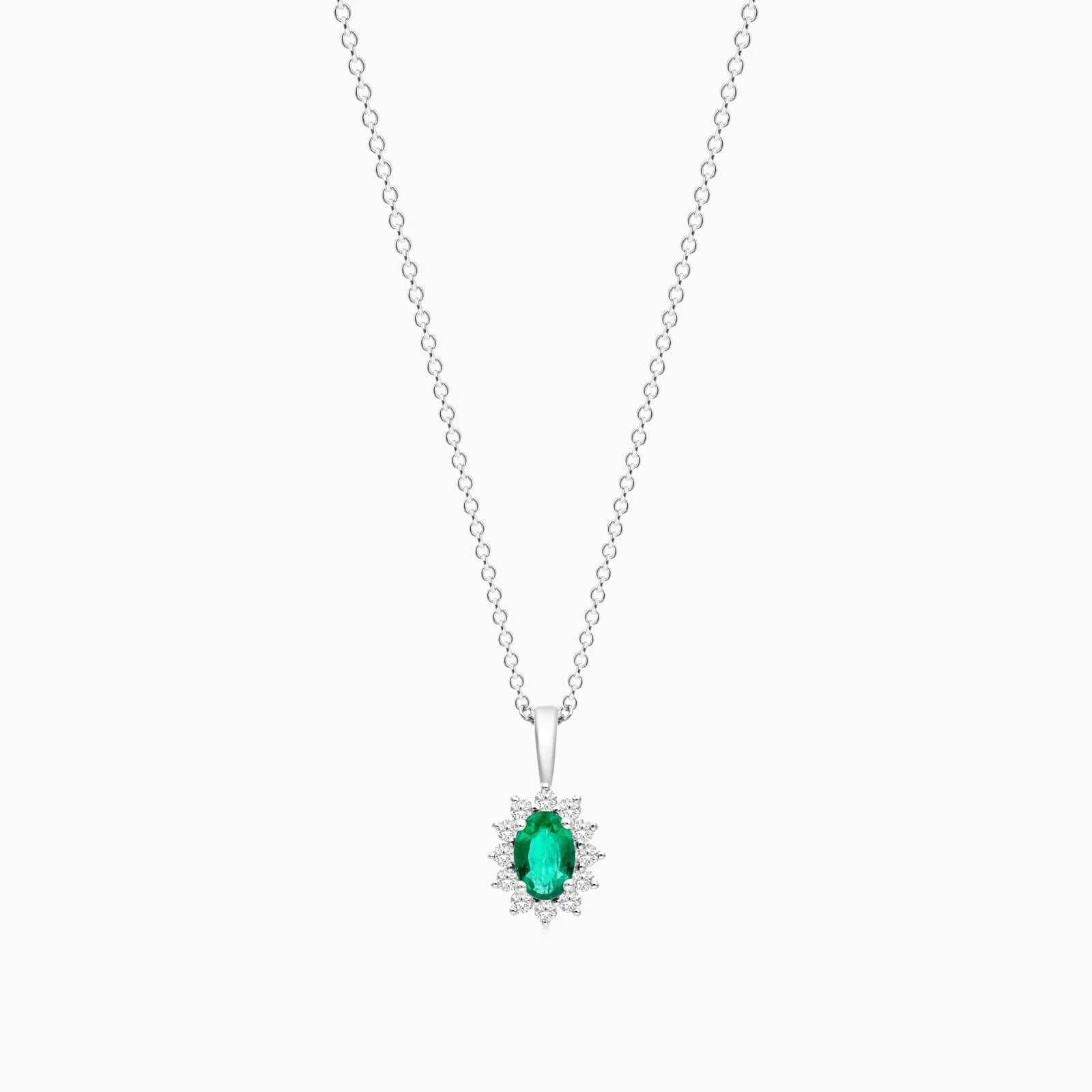 Corrente feminina em Ouro 18k diamantes e esmeralda Luxo