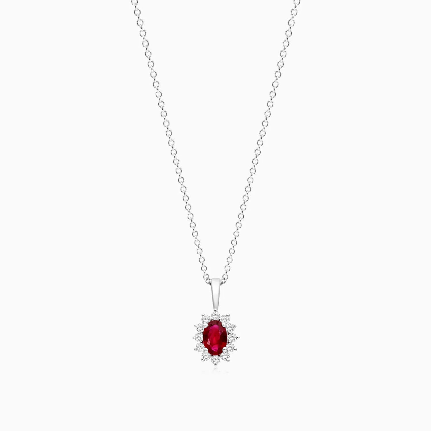 Corrente feminina em Ouro 18k diamantes e rubi Luxo