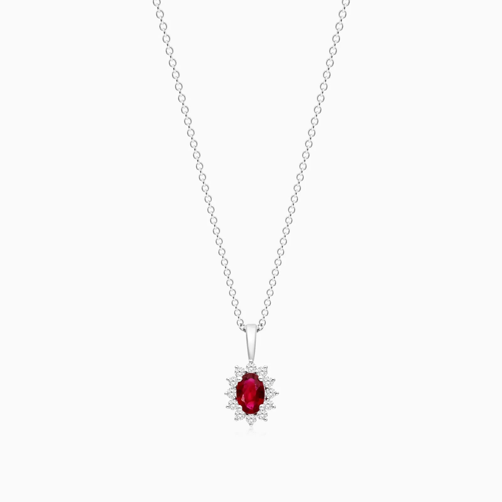 Corrente feminina em Ouro 18k diamantes e rubi Luxo