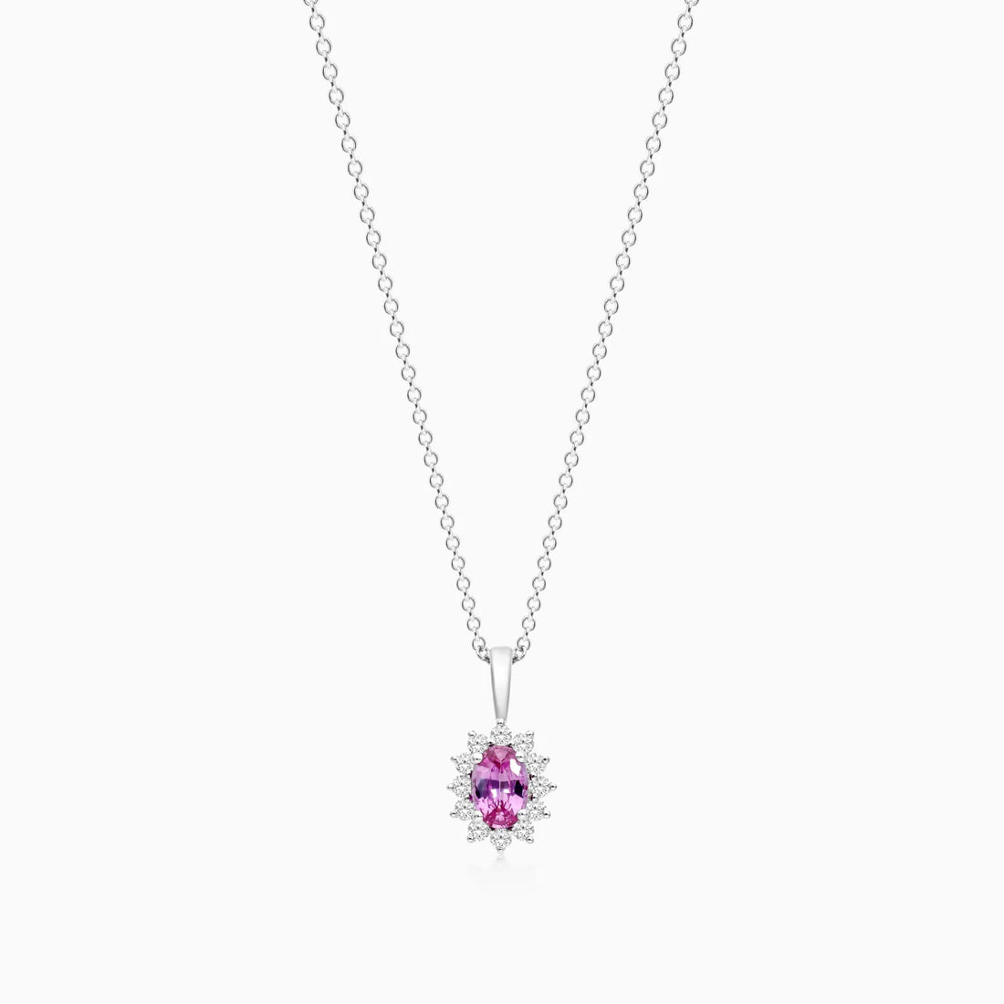 Corrente feminina em Ouro 18k diamantes e Safira Rosa Luxo