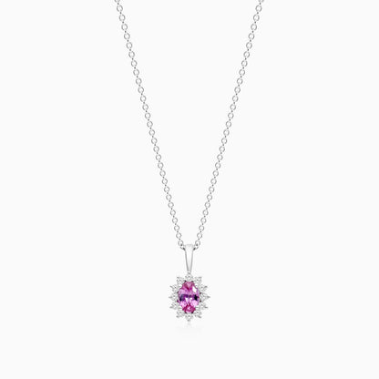 Corrente feminina em Ouro 18k diamantes e Safira Rosa Luxo