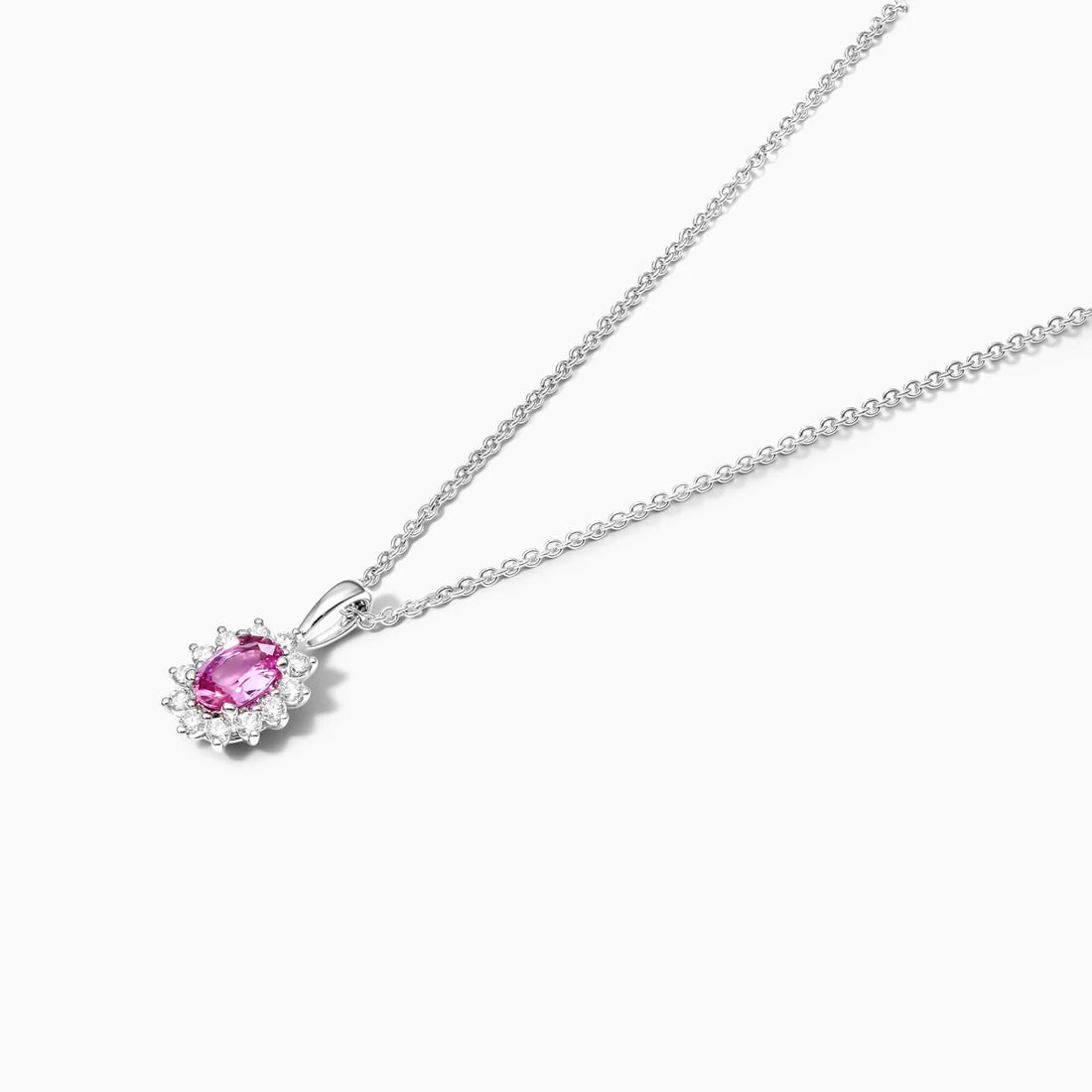 Corrente feminina em Ouro 18k diamantes e Safira Rosa Luxo