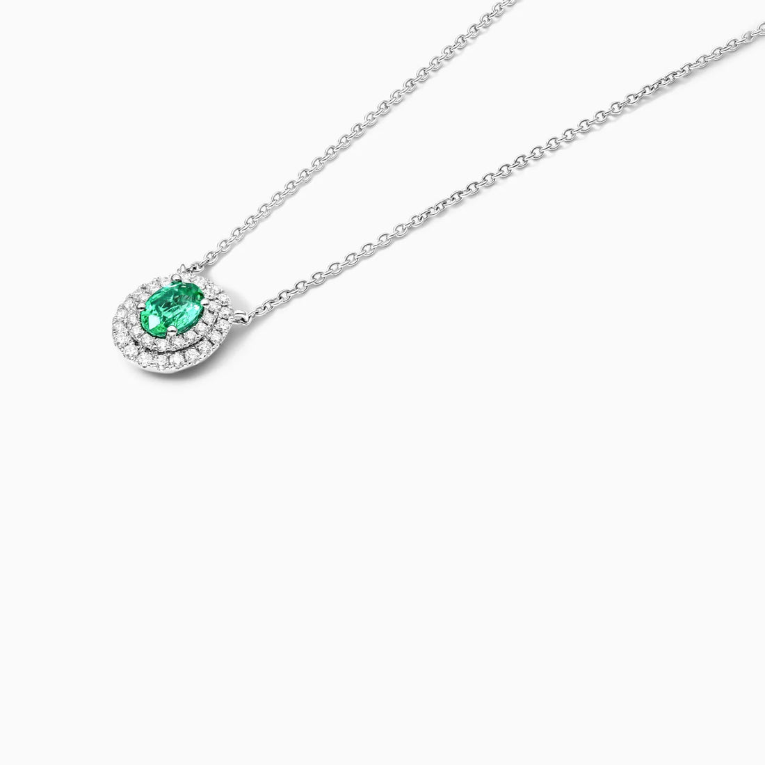 Corrente feminina em Ouro 18k diamantes e Esmeralda Luxo
