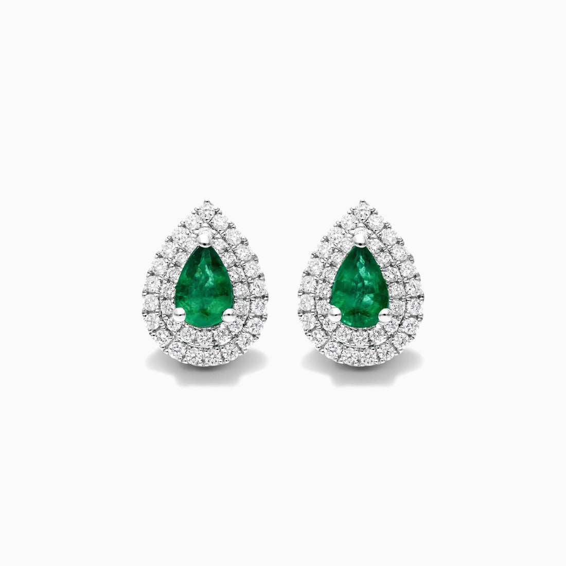 Brinco De Ouro 18k Feminino C/ Diamantes Brilhantes e Esmeralda Pera