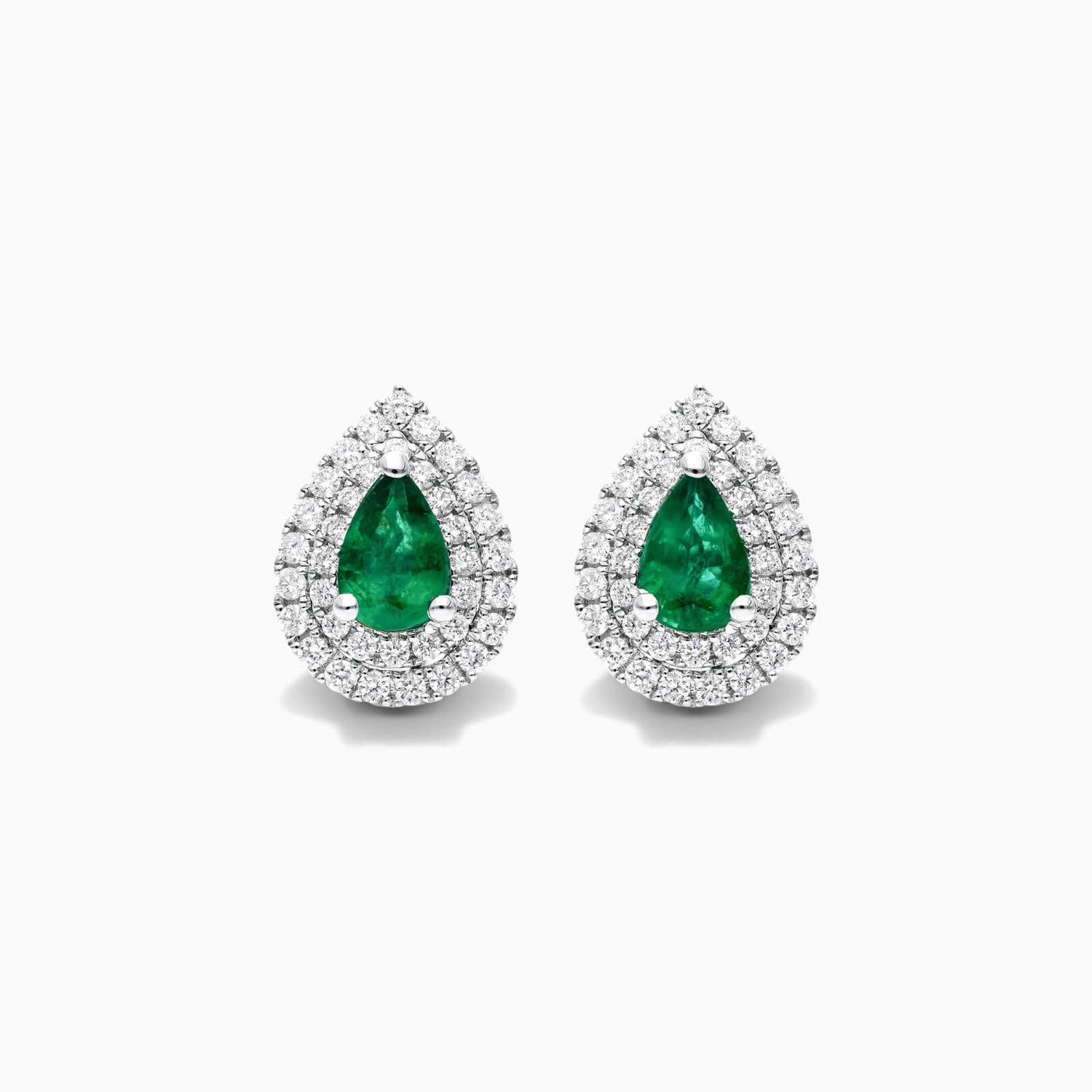 Brinco De Ouro 18k Feminino C/ Diamantes Brilhantes e Esmeralda Pera