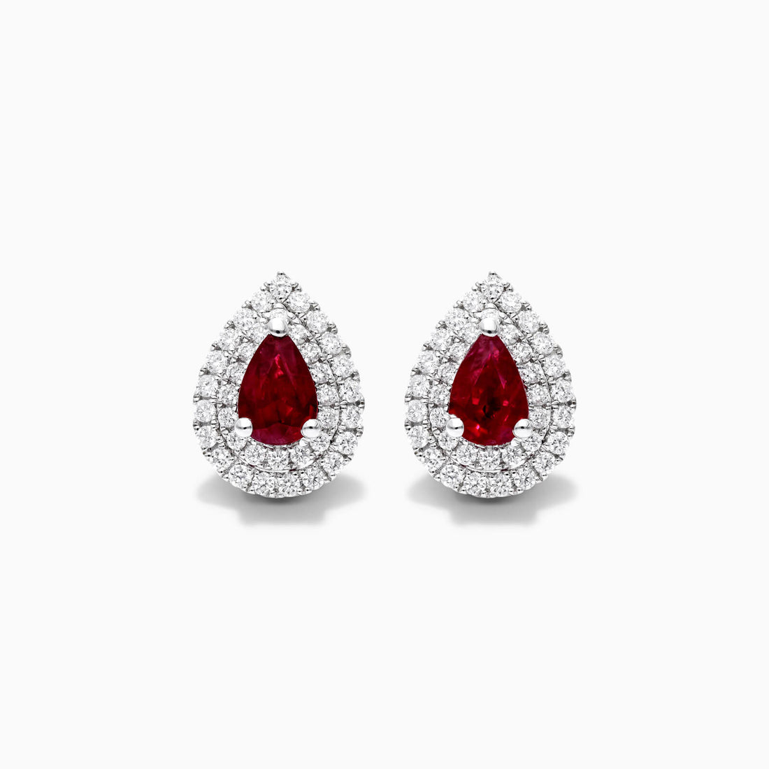 Brinco De Ouro 18k Feminino C/ Diamantes Brilhantes e Rubi Pera