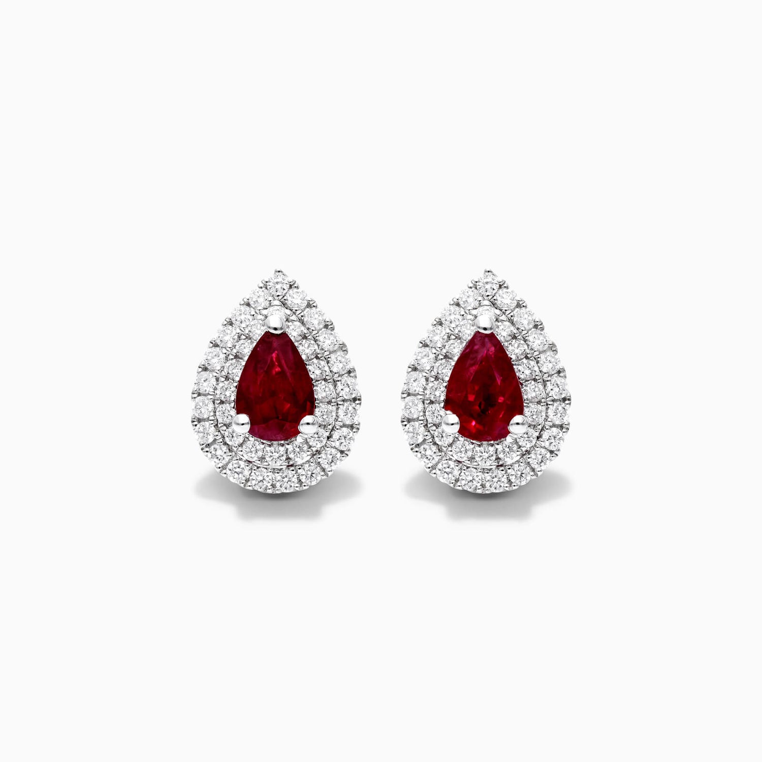 Brinco De Ouro 18k Feminino C/ Diamantes Brilhantes e Rubi Pera