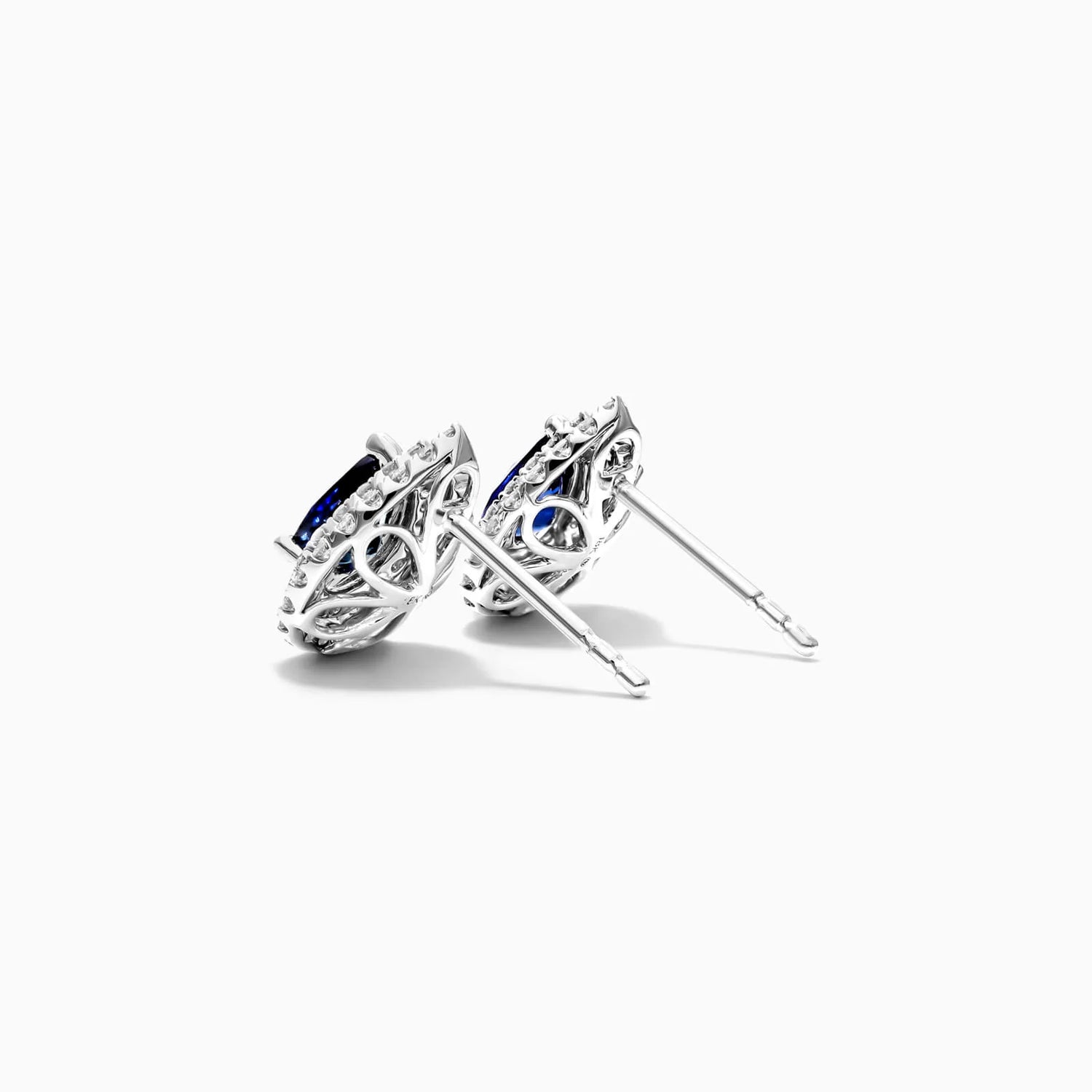 Brinco De Ouro 18k Feminino C/ Diamantes Brilhantes e Safira Azul Pera