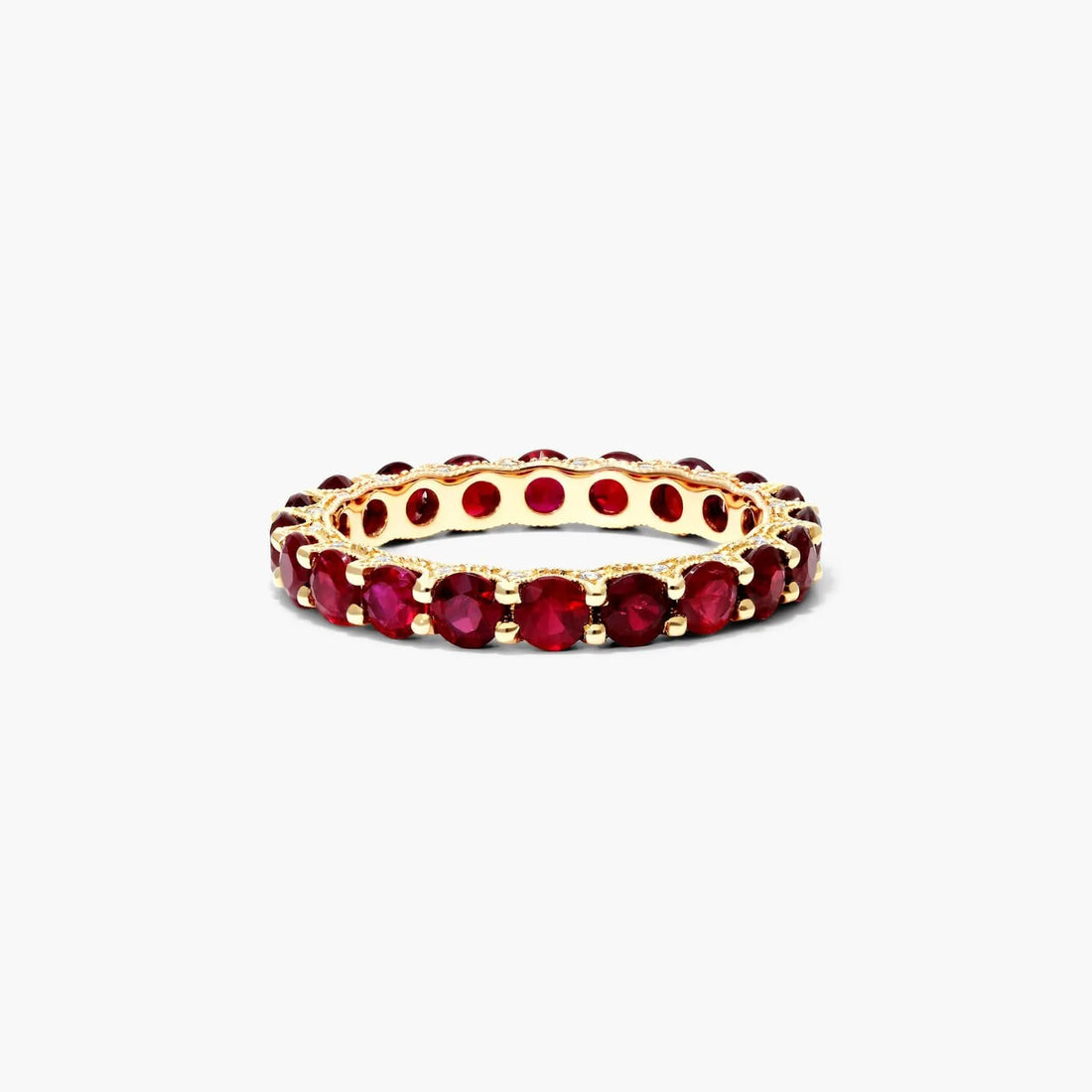 Anel Aparador de Rubi em Ouro 18k c/ Diamantes Brilhantes De Luxo