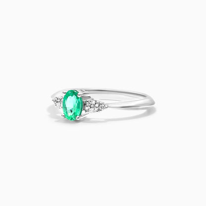 Anel De Ouro 18k Elsa  C/ Esmeralda Solitario e Diamantes