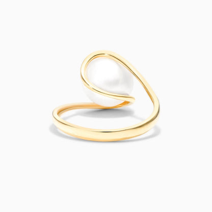 Anel De Perola em Ouro 18k Delicado Luxo