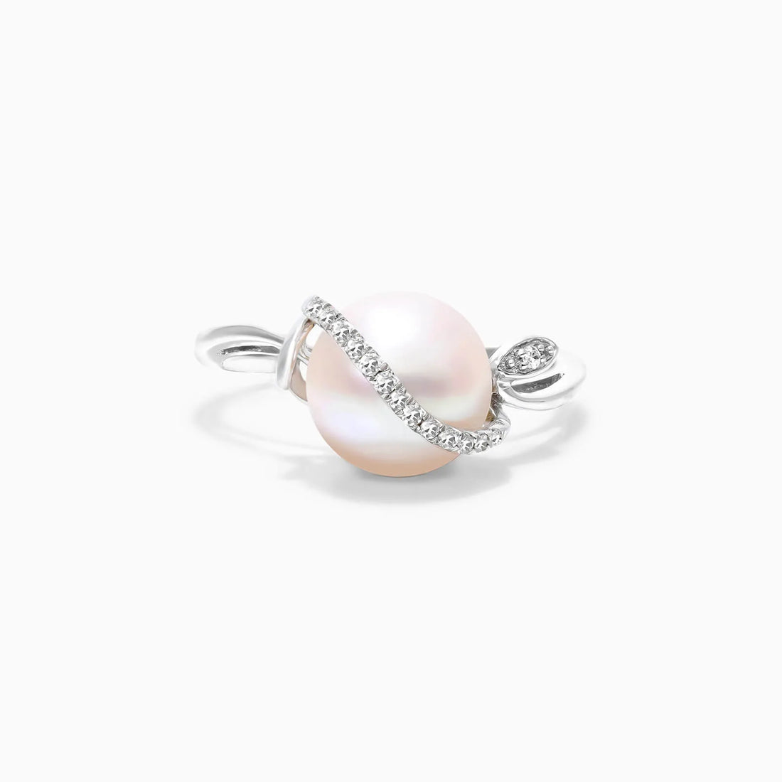 Anel De Perola C/ Diamantes Brilhantes em Ouro 18k Delicado Luxo