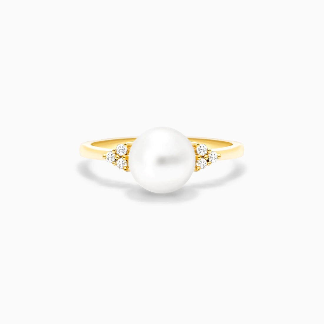 Anel Trio De Diamante C/ Perola em Ouro Amarelo 18k