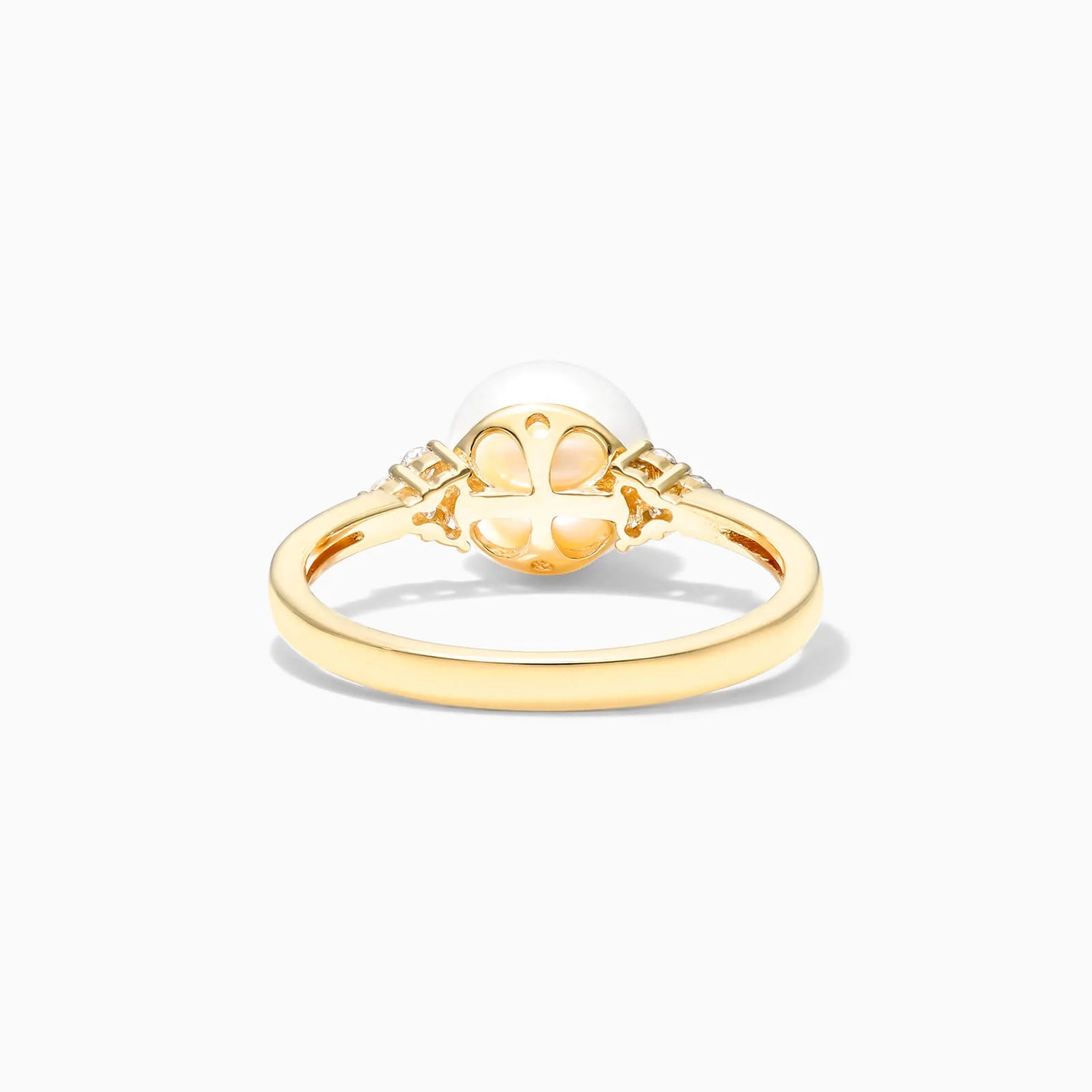 Anel Trio De Diamante C/ Perola em Ouro Amarelo 18k