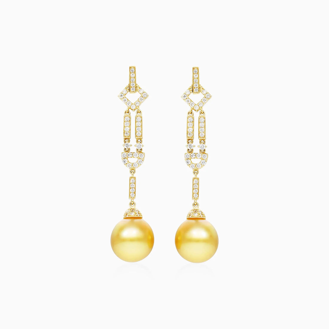 Brinco De Ouro 18k Pendurado Feminino c/ Brilhantes e Perola de Luxo Elsa