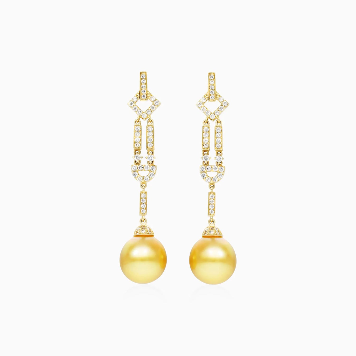Brinco De Ouro 18k Pendurado Feminino c/ Brilhantes e Perola de Luxo Elsa