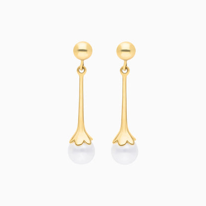 Brinco Argola de Ouro Amarelo 18k com Perolas Minimalista