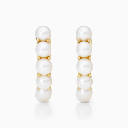 Brinco Argola de Ouro Amarelo 18k Com Perolas De Luxo