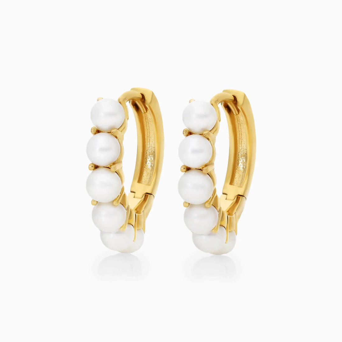 Brinco Argola de Ouro Amarelo 18k Com Perolas De Luxo