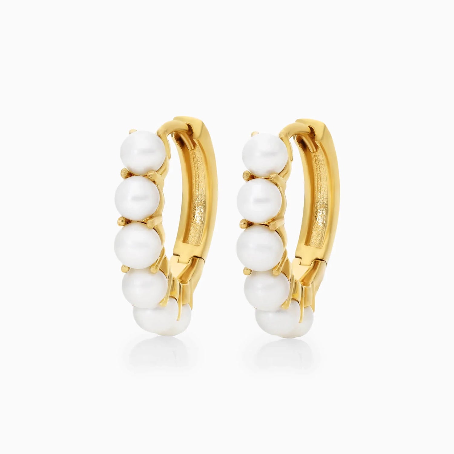 Brinco Argola de Ouro Amarelo 18k Com Perolas De Luxo