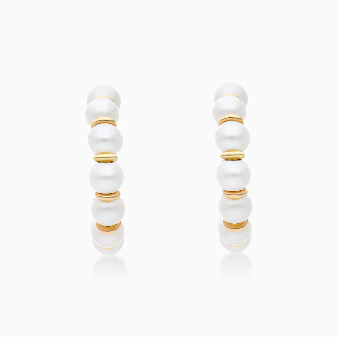 Brinco de Argola Aberta em Ouro Amarelo 18k Com Perolas