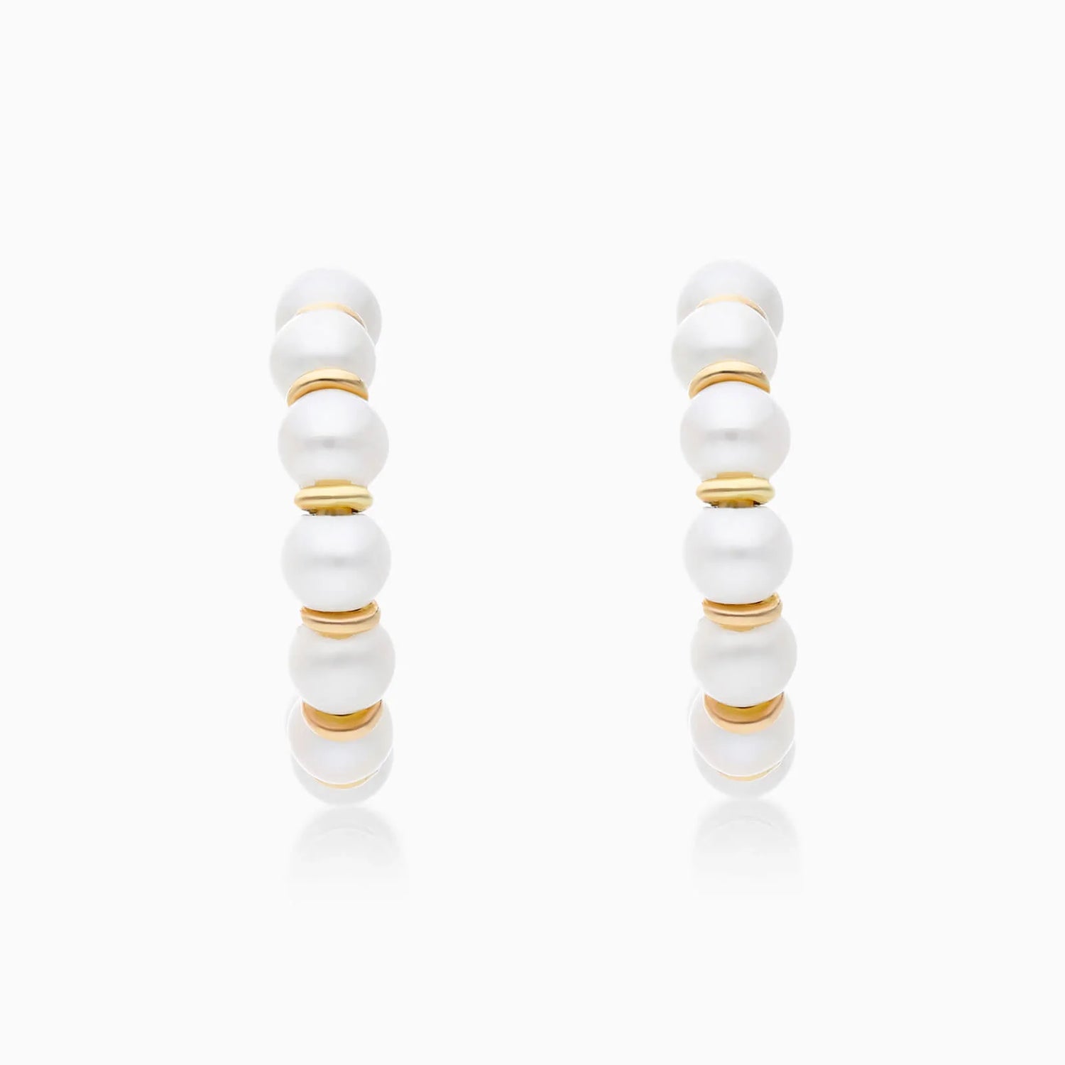 Brinco de Argola Aberta em Ouro Amarelo 18k Com Perolas