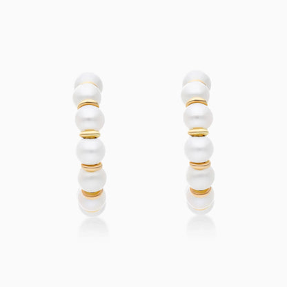 Brinco de Argola Aberta em Ouro Amarelo 18k Com Perolas