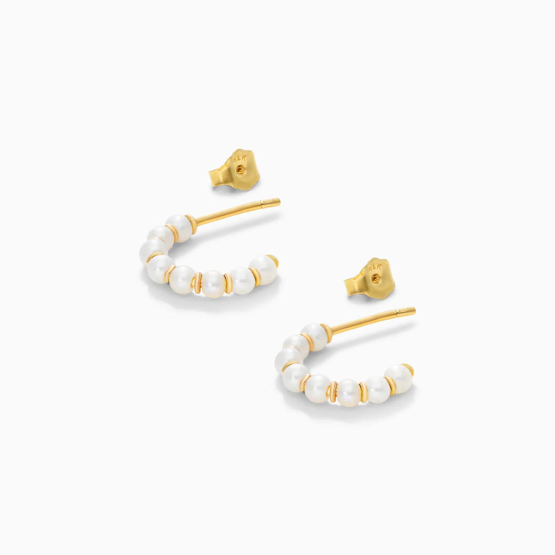 Brinco de Argola Aberta em Ouro Amarelo 18k Com Perolas