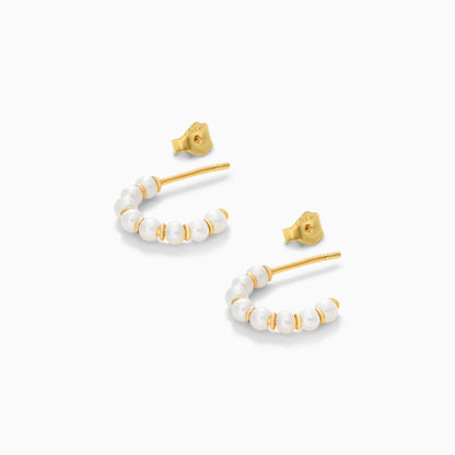 Brinco de Argola Aberta em Ouro Amarelo 18k Com Perolas