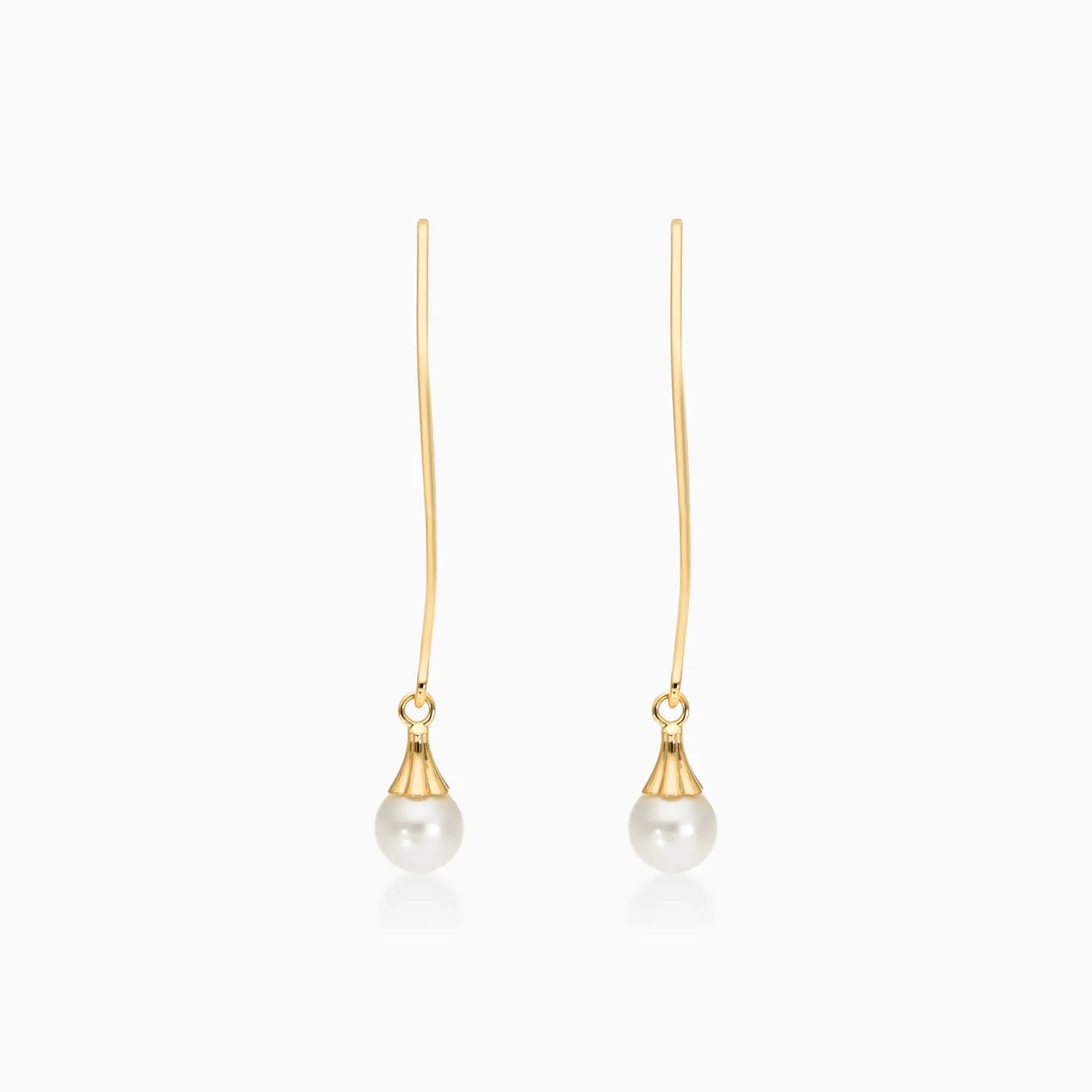 Brinco Fio de Ouro Amarelo 18k Com Perola Akoya