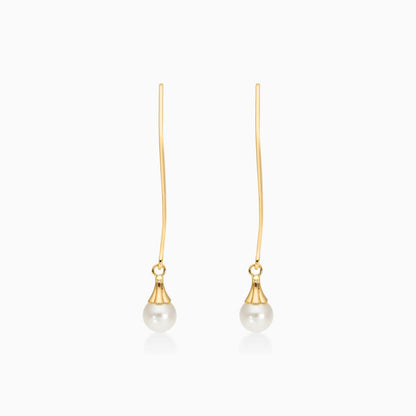 Brinco Fio de Ouro Amarelo 18k Com Perola Akoya