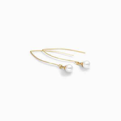 Brinco Fio de Ouro Amarelo 18k Com Perola Akoya