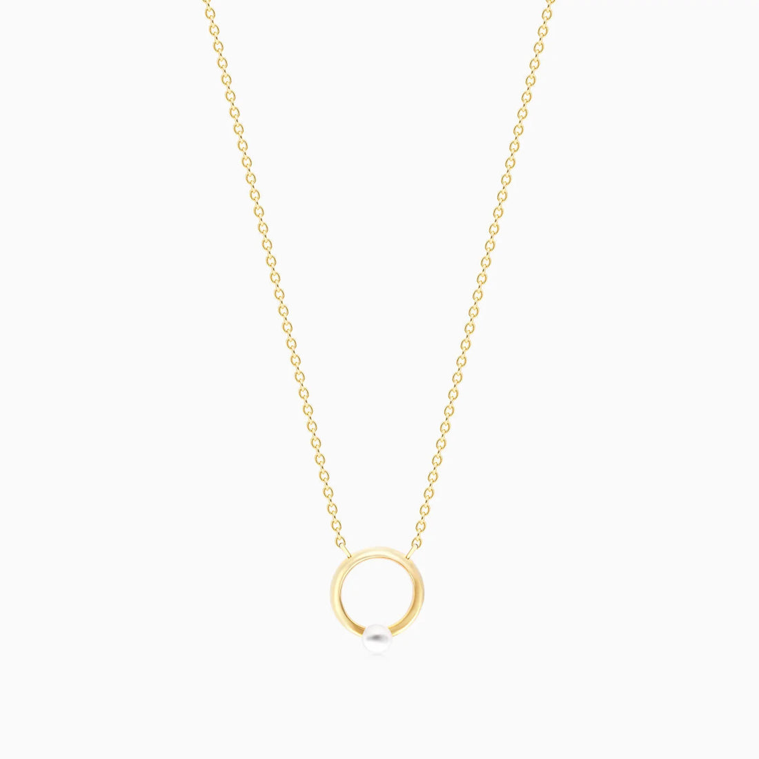 Corrente Feminina De Ouro Amarelo 18k C/ Pingente Argola Com Perola