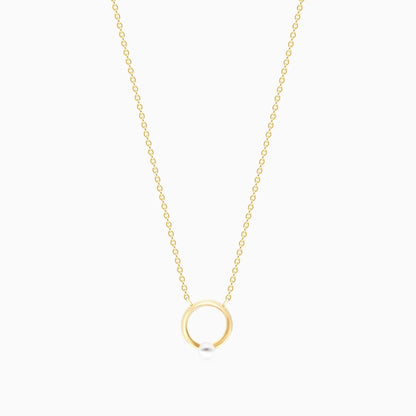 Corrente Feminina De Ouro Amarelo 18k C/ Pingente Argola Com Perola