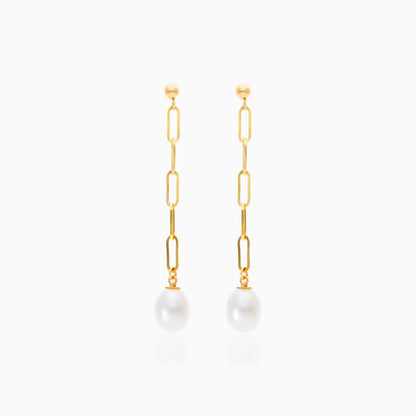Brinco Clipes De Ouro 18k Com Perola