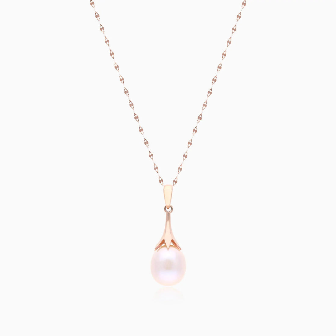 Colar Corrente De Ouro Rose 18k Feminina c/ Pingente Perola de Gota