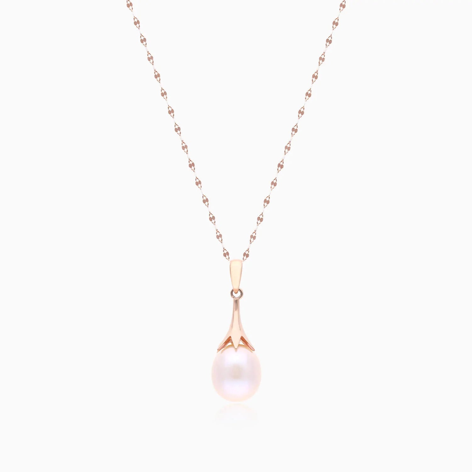 Colar Corrente De Ouro Rose 18k Feminina c/ Pingente Perola de Gota