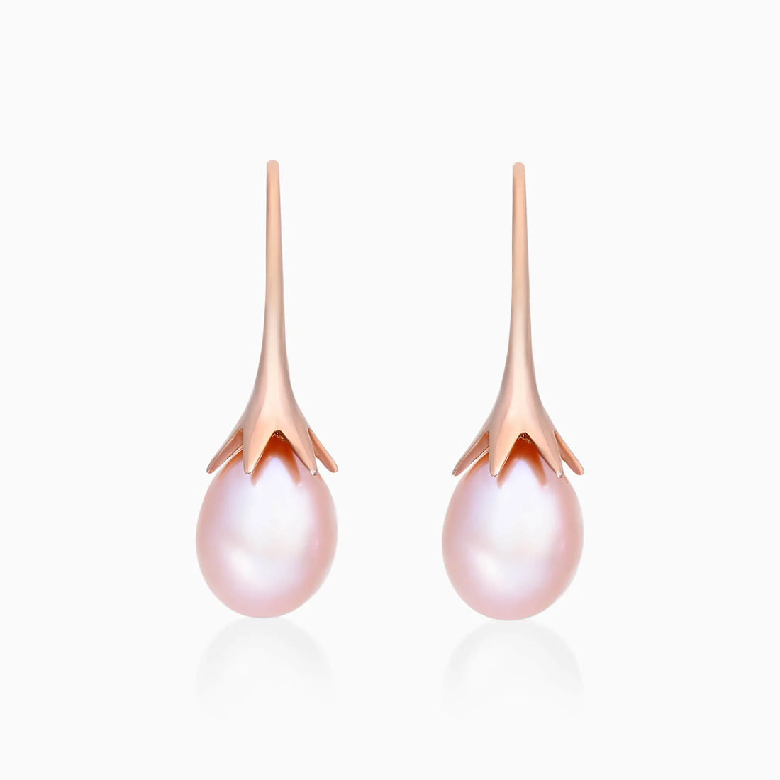 Brinco De Ouro Rose 18k e Gota de Perola
