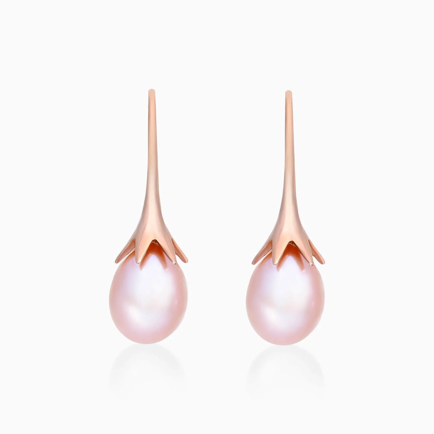 Brinco De Ouro Rose 18k e Gota de Perola