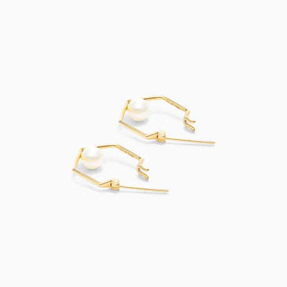 Brinco Argola de Ouro Amarelo 18k com Perolas Minimalista