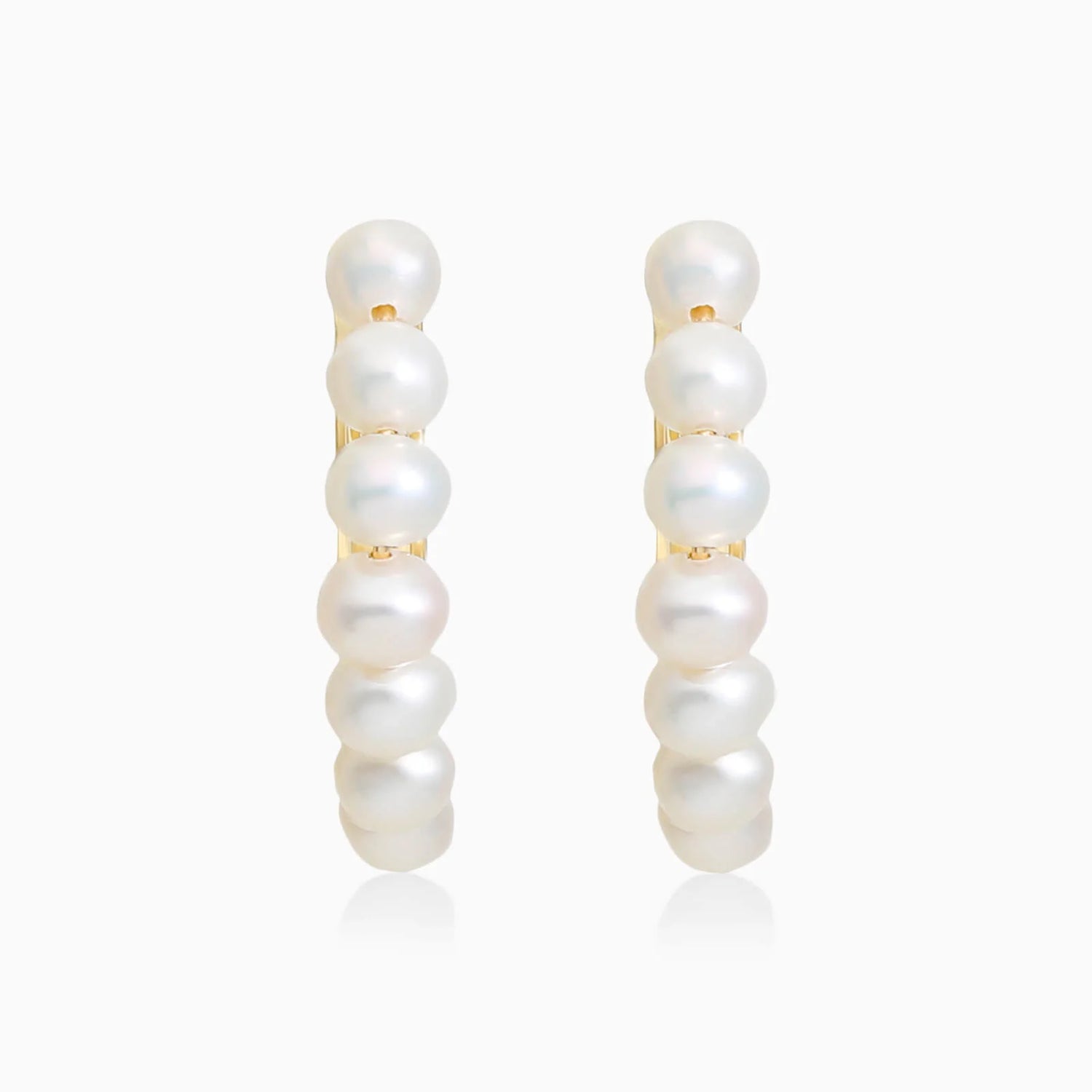 Brinco De Ouro Amarelo 18k Argola de Perolas Luxo