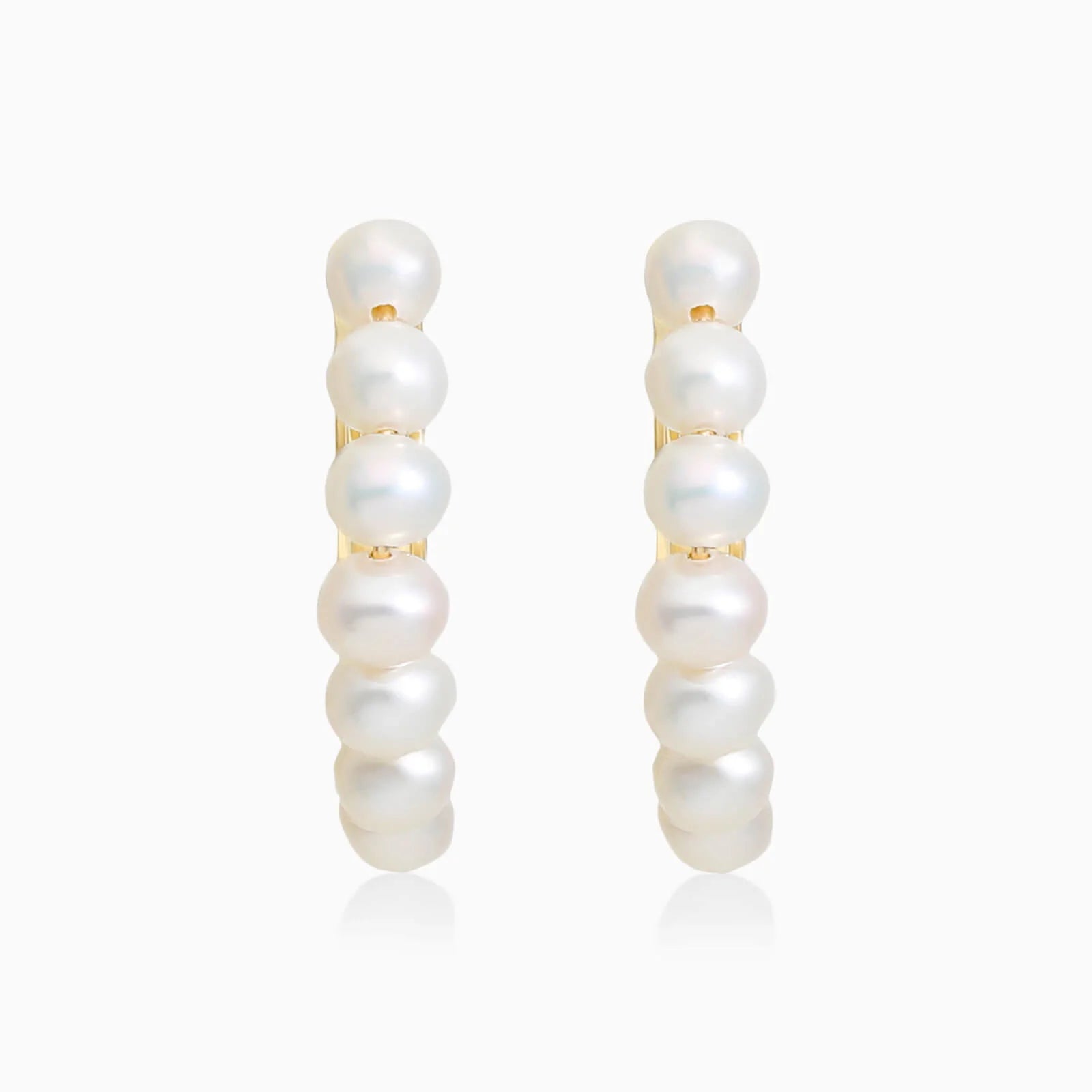 Brinco De Ouro Amarelo 18k Argola de Perolas Luxo