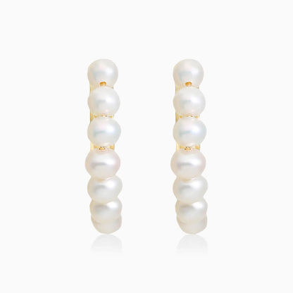 Brinco De Ouro Amarelo 18k Argola de Perolas Luxo