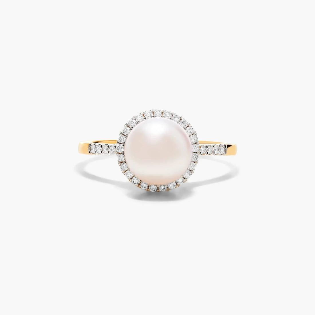 Anel De Diamante e Perola Solitaria em Ouro 18k