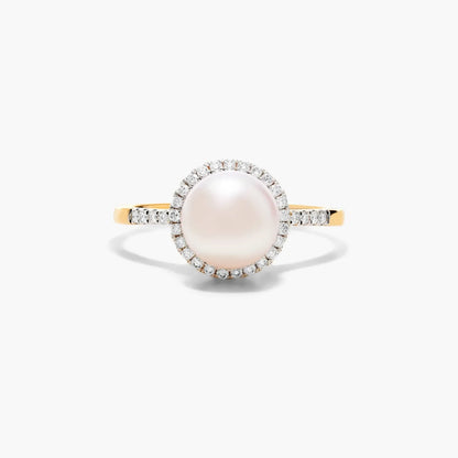Anel De Diamante e Perola Solitaria em Ouro 18k