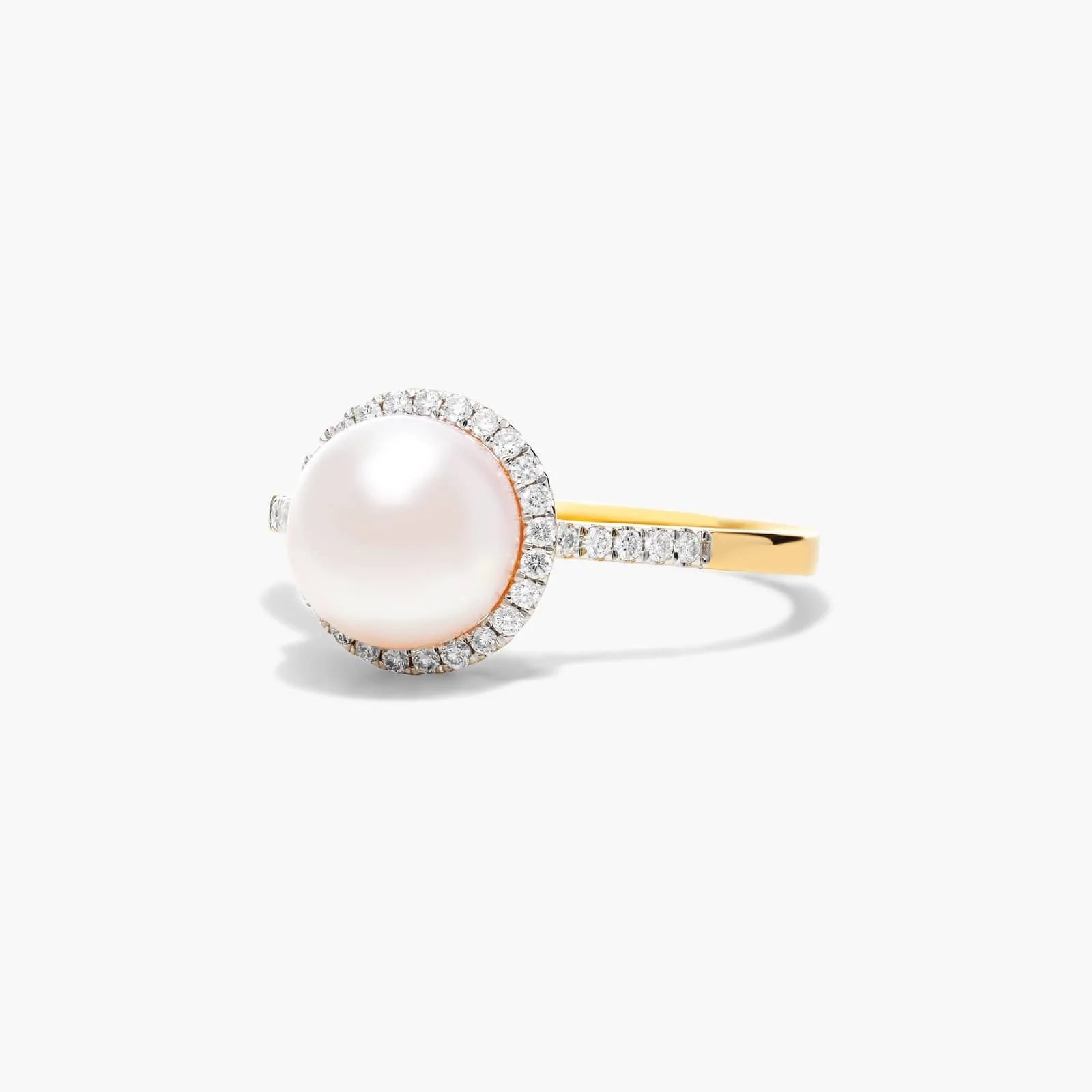 Anel De Diamante e Perola Solitaria em Ouro 18k