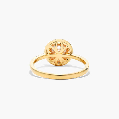 Anel De Diamante e Perola Solitaria em Ouro 18k